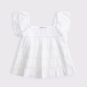 Abercrombie & Fitch White Pleated Top